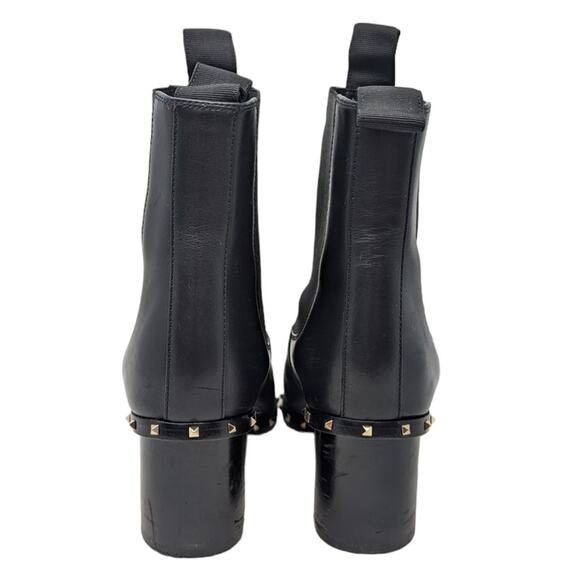 Valentino Rockstud Chelsea Boots EU 37 US 7 Black Leather Studded Block Heel - Picture 5 of 7